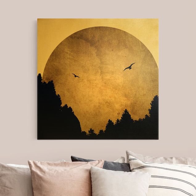Canvas print gold - Gold Moon In The Forest