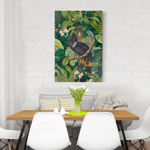 Print on canvas - Colourful Collage - Cockatoos In The Jungle