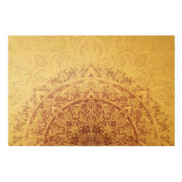 Canvas print gold - Mandala Watercolour Ornament Semicircle Red