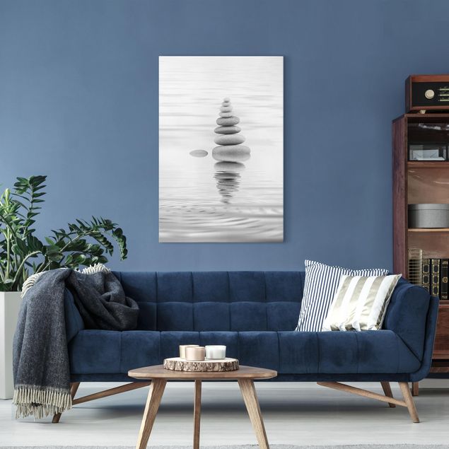 Print on canvas - Stone Tower In Water Black And White