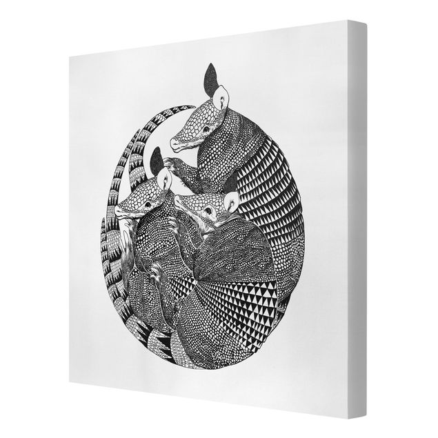 Canvas print - Illustration Armadillos Black And White Pattern