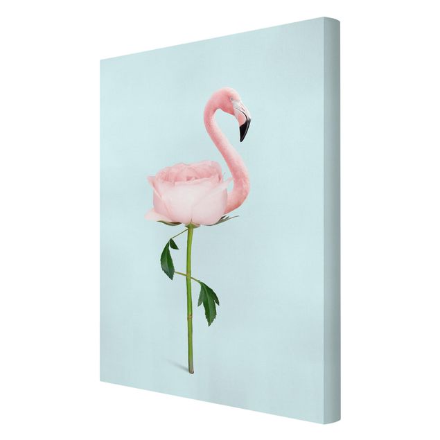 Canvas print - Flamingo With Rose