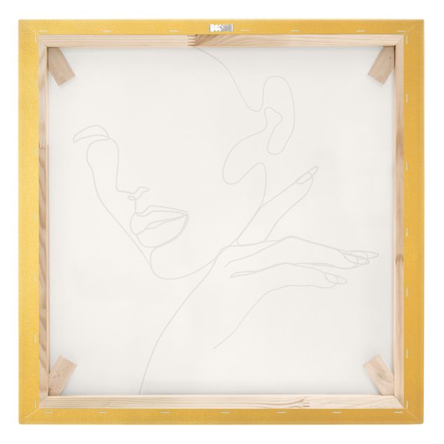 Canvas print gold - Line Art Woman Portrait Black And White