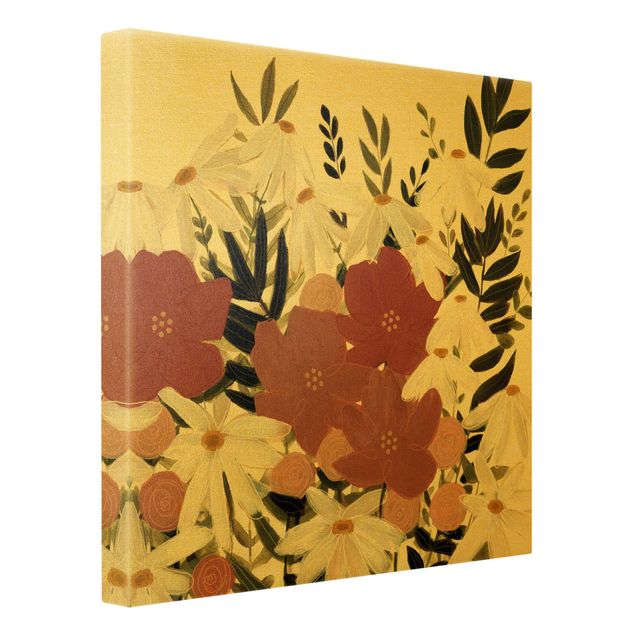 Canvas print gold - Varying Flowers In Pink And White II