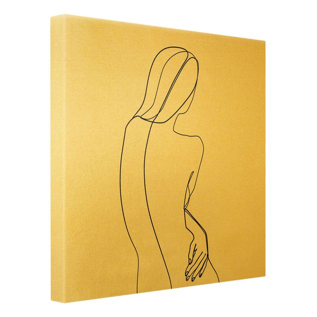 Canvas print gold - Line Art Back Woman Black And White