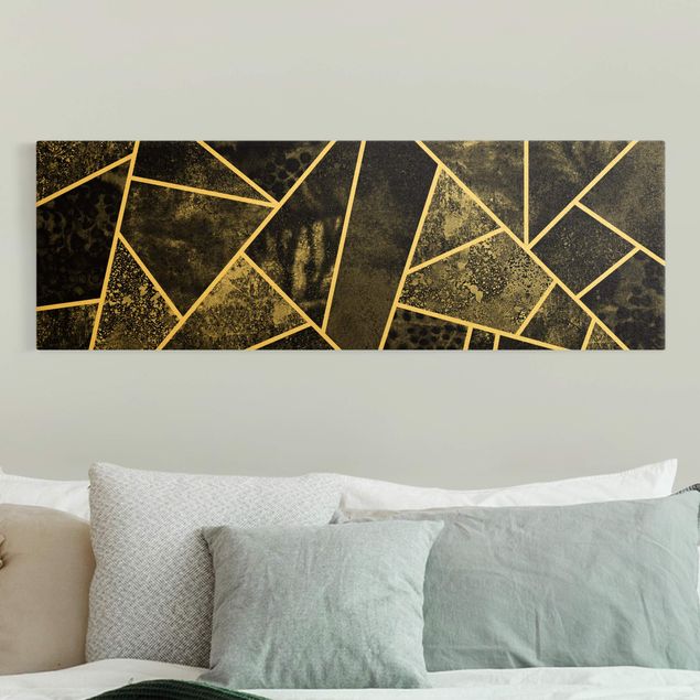 Canvas print gold - Golden Geometry - Grey Triangles