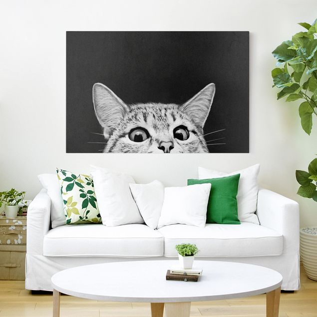 Canvas print - Illustration Cat Black And White Drawing