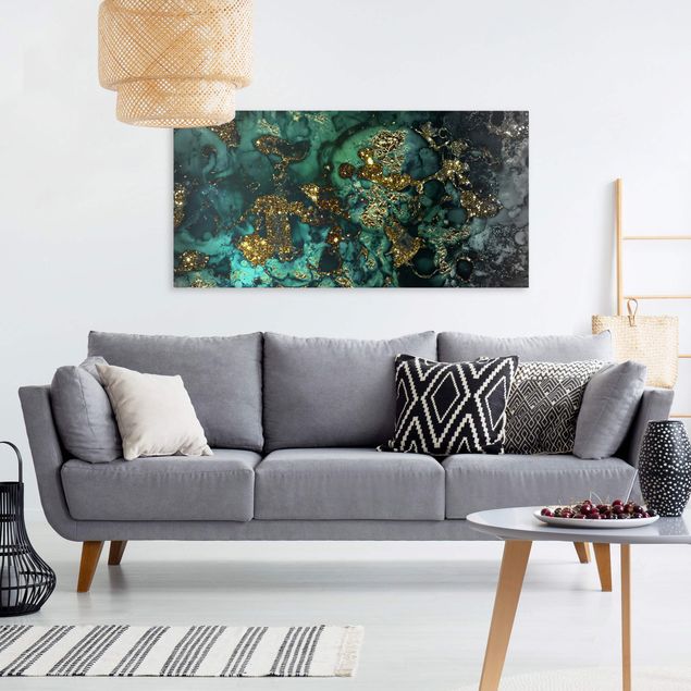 Print on canvas - Golden Sea Islands Abstract