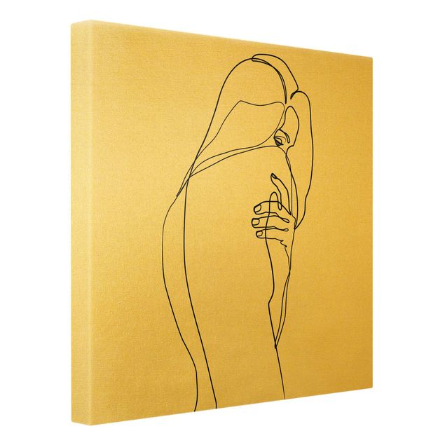Canvas print gold - Line Art Nude Shoulder Black And White
