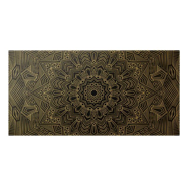 Canvas print gold - Mandala Star Pattern Silver Black
