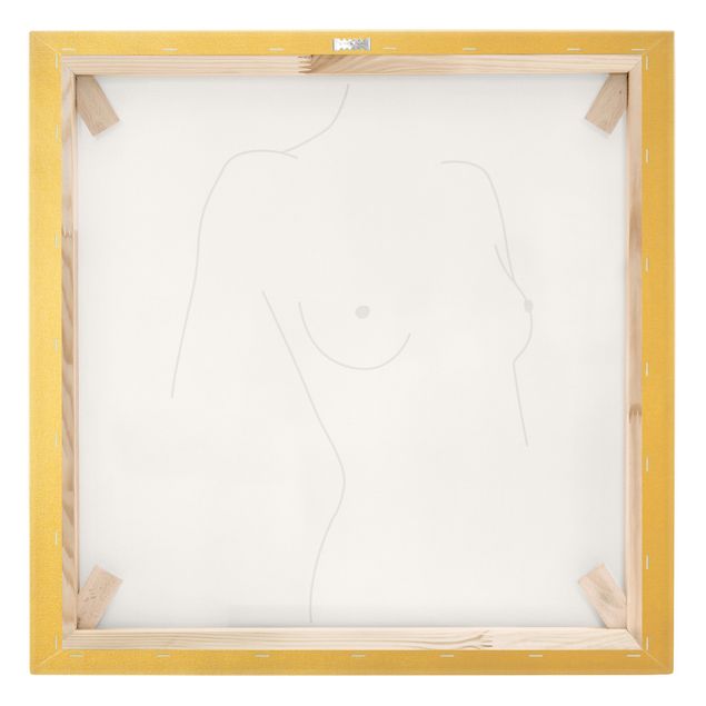 Canvas print gold - Line Art Nude Bust Woman Black And White