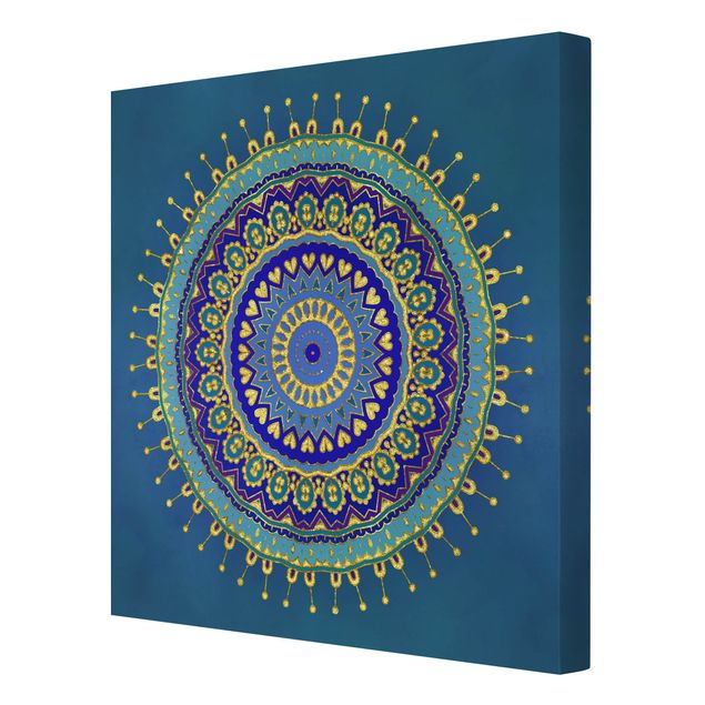 Print on canvas - Mandala Blue Gold