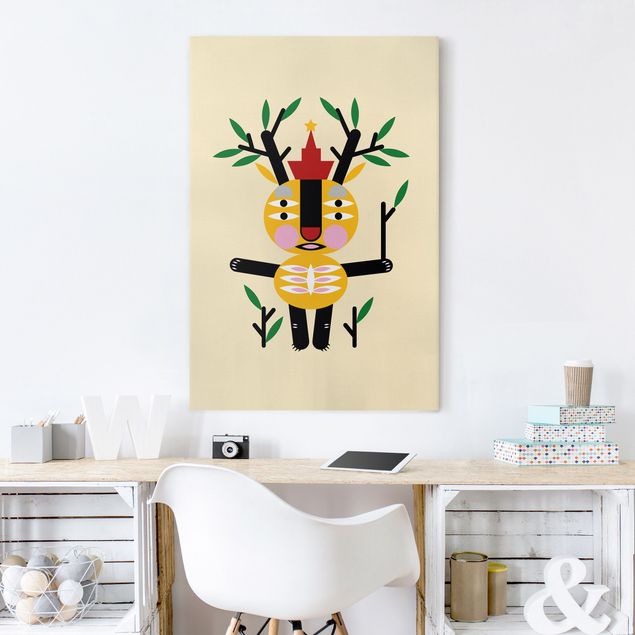 Print on canvas - Collage Ethno Monster - Deer