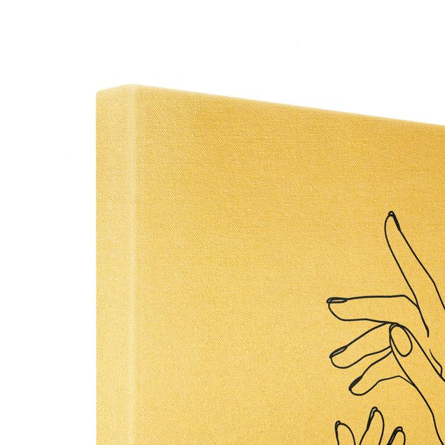 Canvas print gold - Line Art Hands