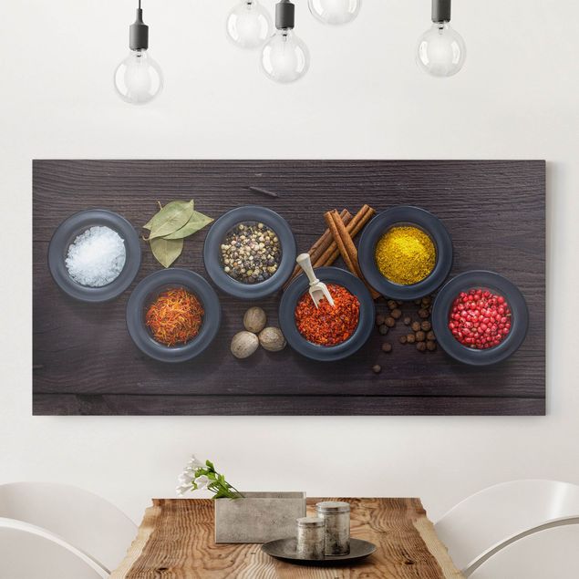 Print on canvas - Black Bowls With Spices