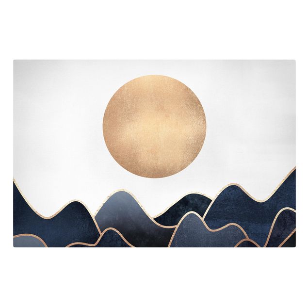 Canvas print - Golden Sun Blue Waves