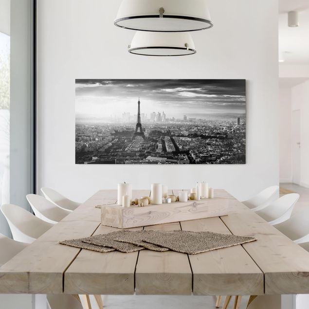 Print on canvas - The Eiffel Tower From Above Black And White