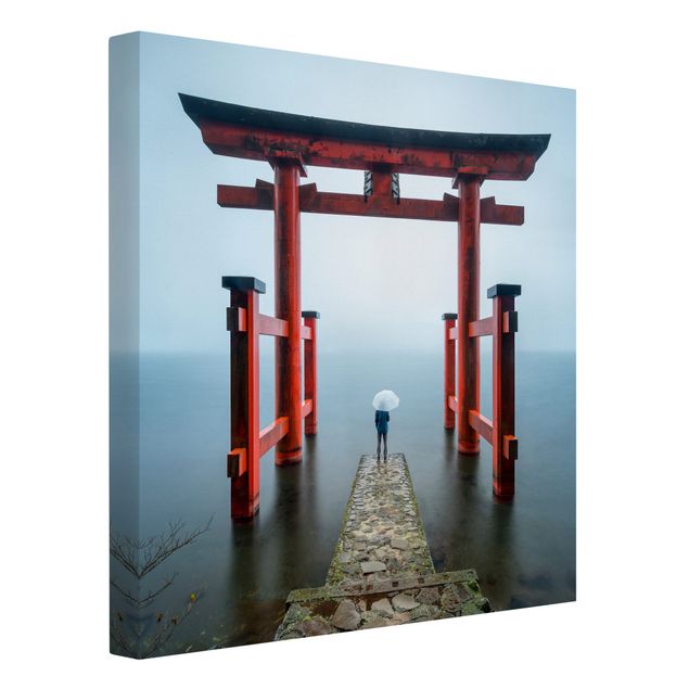 Print on canvas - Red Torii At Lake Ashi