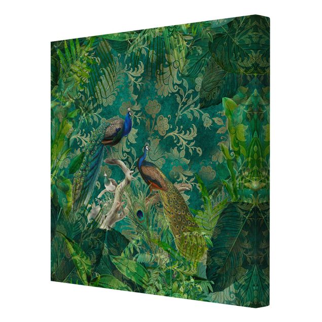 Print on canvas - Shabby Chic Collage - Noble Peacock II