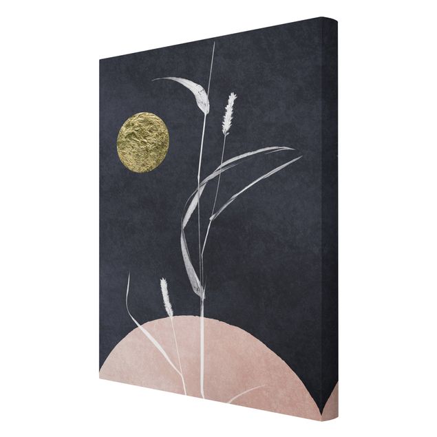 Print on canvas - Golden Moon With Reed