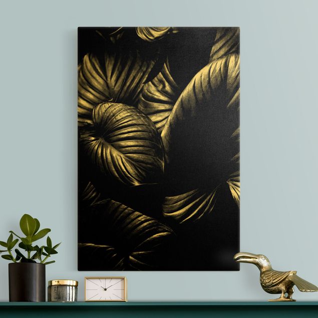 Canvas print gold - Black And White Botany Hosta