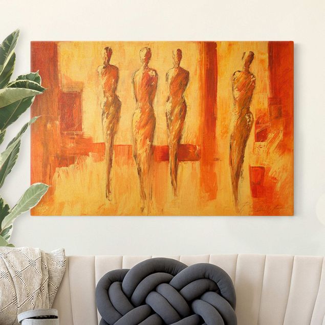 Canvas print gold - Four Figures In Orange