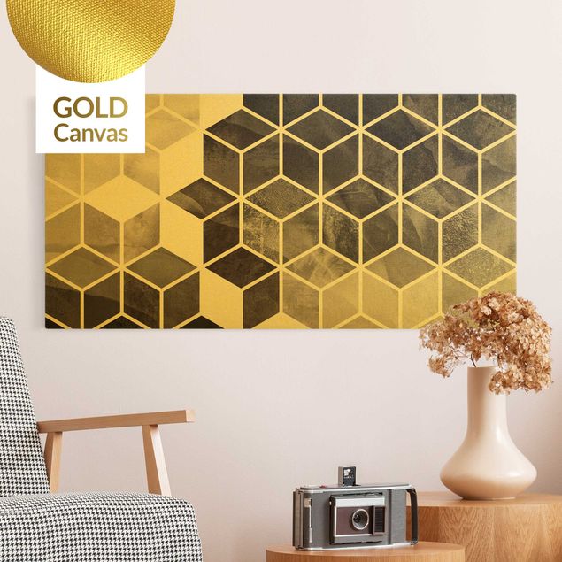 Canvas print gold - Golden Geometry - Black And White