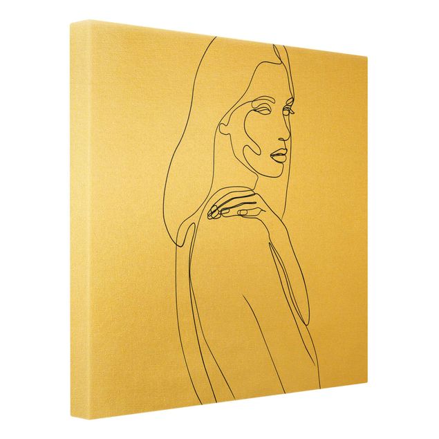 Canvas print gold - Line Art Woman Shoulder Black And White