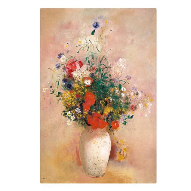 Canvas print - Odilon Redon - Vase With Flowers (Rose-Colored Background)