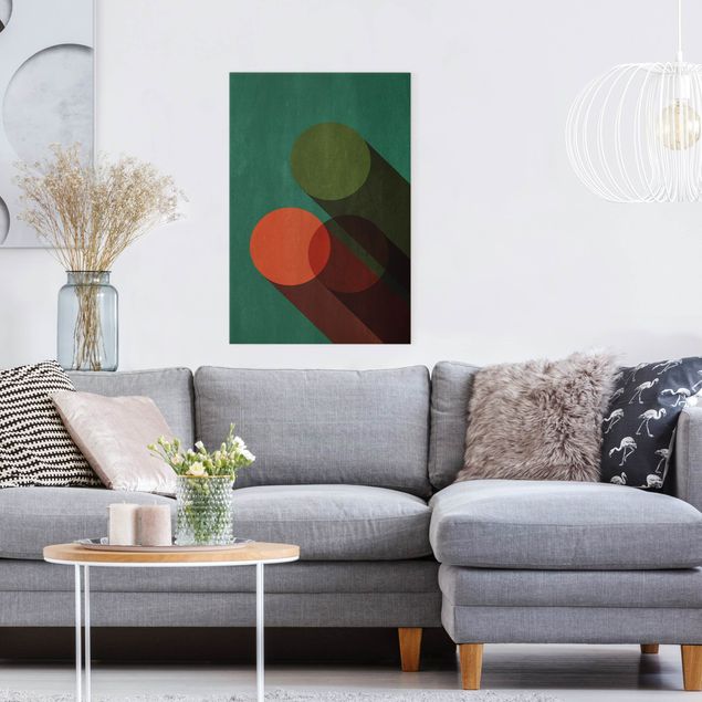 Print on canvas - Abstract Shapes - Circles In Green And Red