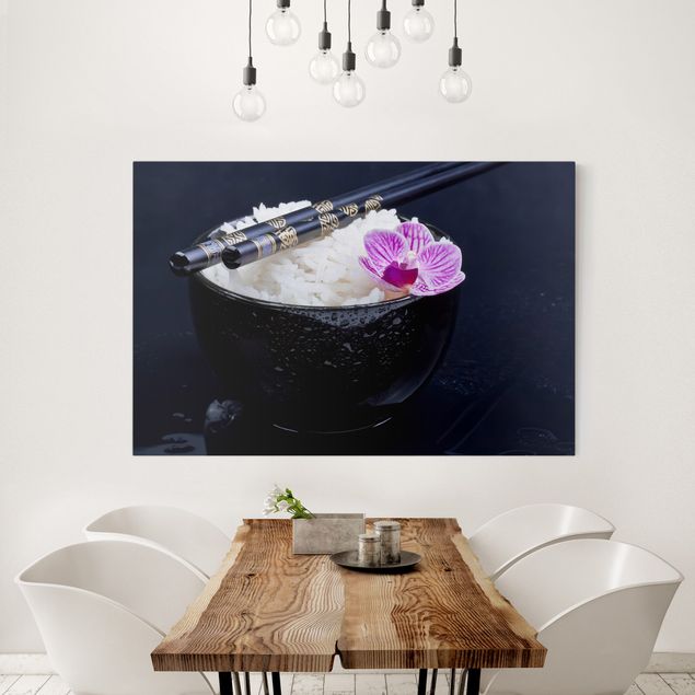 Print on canvas - Rice Bowl With Orchid
