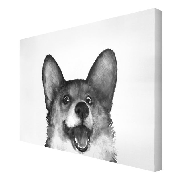 Canvas print - Illustration Dog Corgi Black And White Painting