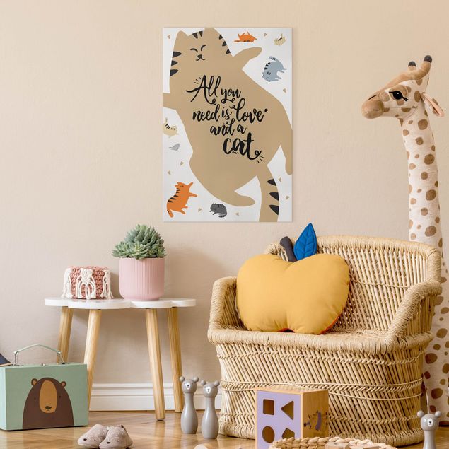Canvas print - All You Need Is Love And A Cat Cat Belly