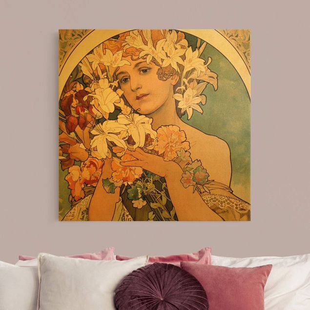 Canvas print gold - Alfons Mucha - Flower