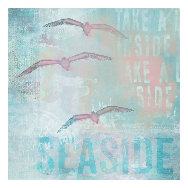 Print on canvas - Shabby Chic Collage - Seagulls