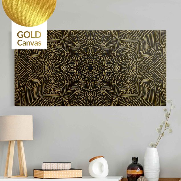 Canvas print gold - Mandala Star Pattern Silver Black