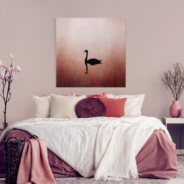 Print on canvas - Swan In Sunset