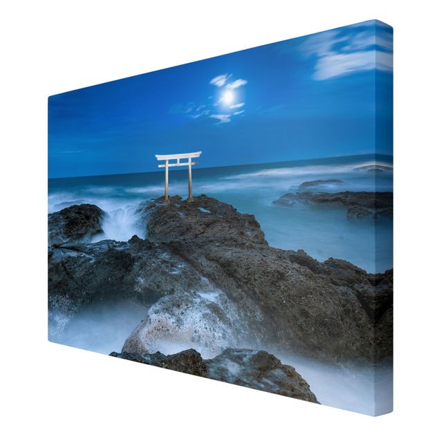 Print on canvas - Torii At The Ocean During Full Moon