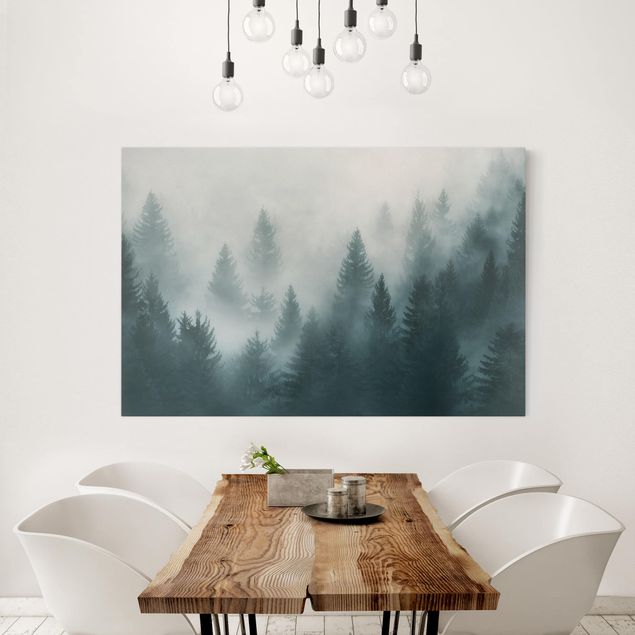 Print on canvas - Coniferous Forest In Fog