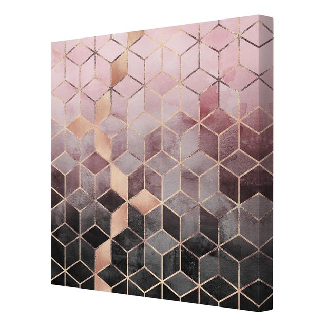 Canvas print - Pink Grey Golden Geometry