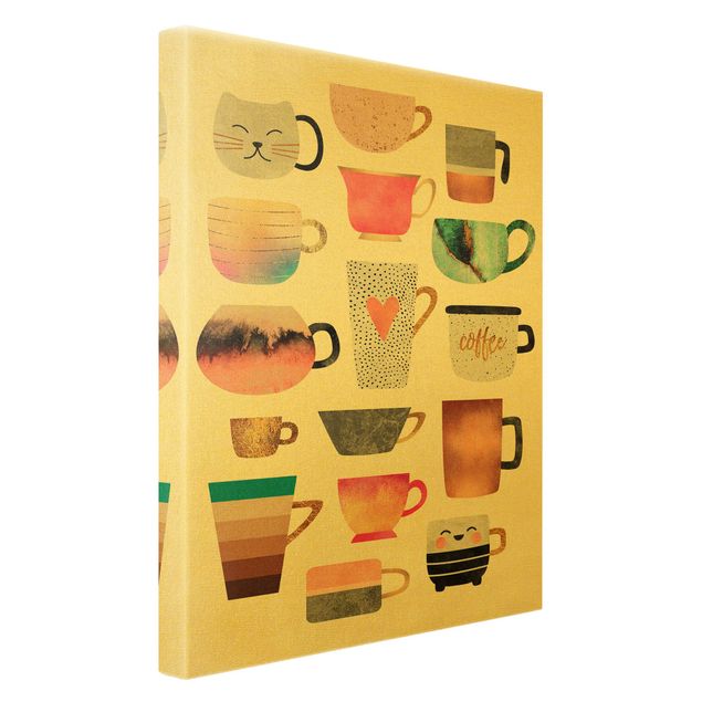 Canvas print gold - Colourful Mugs With Gold