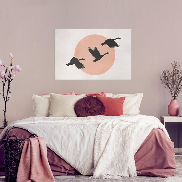 Print on canvas - Birds In Front Of Rose Sun III