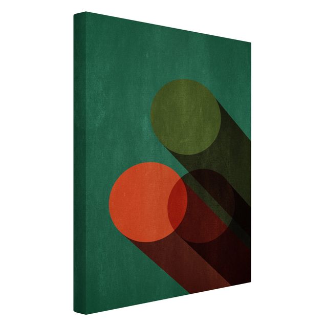 Print on canvas - Abstract Shapes - Circles In Green And Red