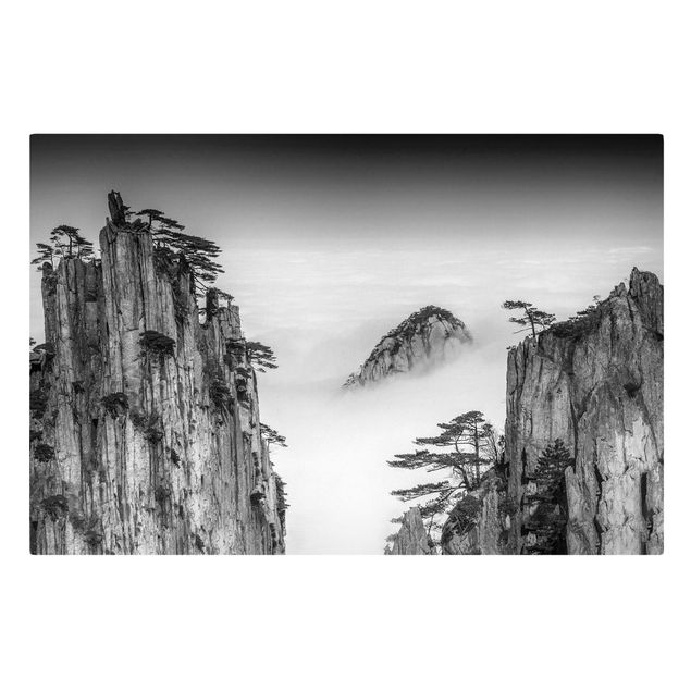 Print on canvas - Rocks In Fog In Black And White