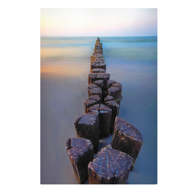 Canvas print - Groynes At Sunset At The Ocean