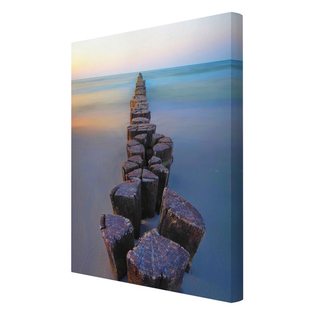 Canvas print - Groynes At Sunset At The Ocean