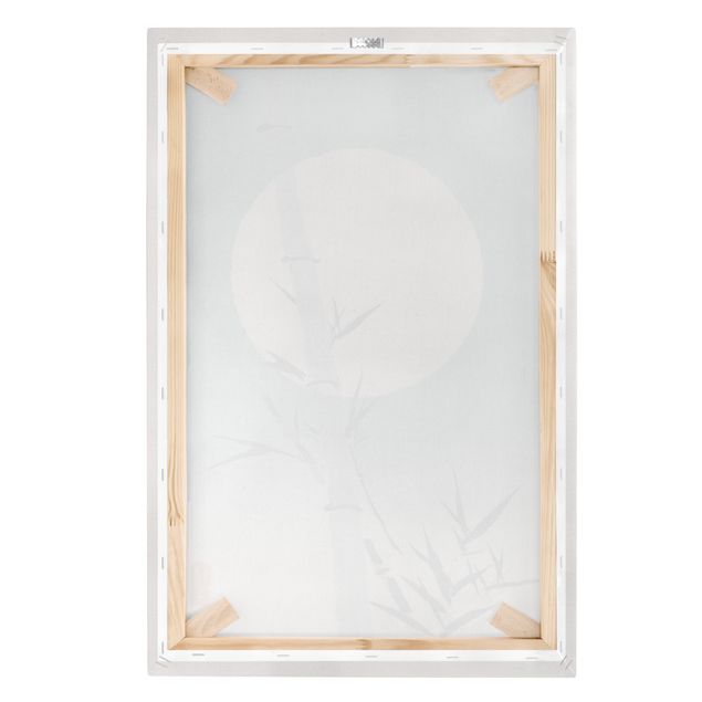 Print on canvas - Japanese Drawing Bamboo And Moon