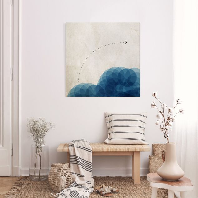 Print on canvas - Abstract Shapes - Circles In Blue
