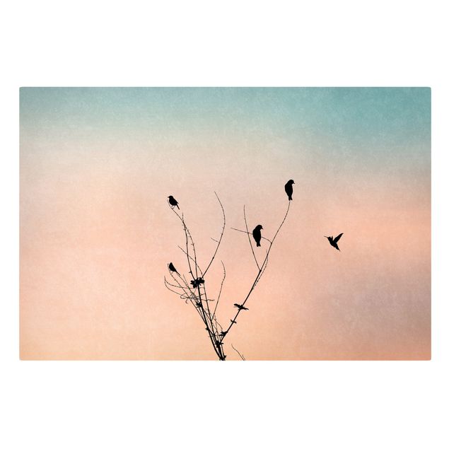 Print on canvas - Birds In Front Of Rose Sun II