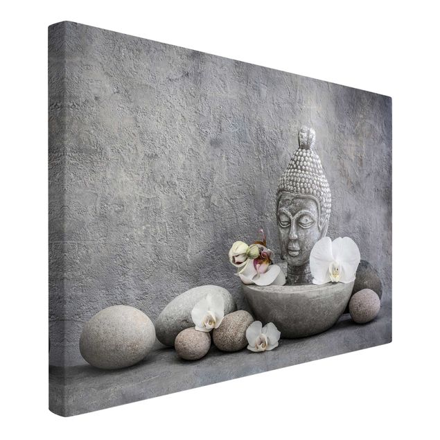 Print on canvas - Zen Buddha, Orchid And Stone